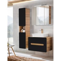 Badezimmer BadmöBel Komplett Set 80Cm Waschtisch Led Spiegelschrank Hochschrank
