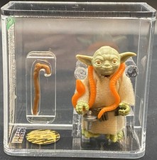 Vintage 1980 HK Kenner Star Wars Loose Action Figure Yoda Orange Snake AFA 85