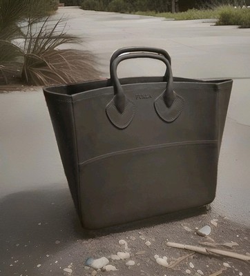 Furla Womens Large Gummy  Open Tote Handbag Gray