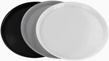 Set of 3 Plastic round Serving Tray, 13.5-Inch Fast Food Serving Trays, White, B