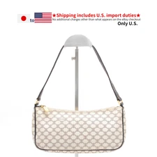 CELINE Macadam Accessory Pouch White Coated PVC Shoulder Bag Vintage CE00/14