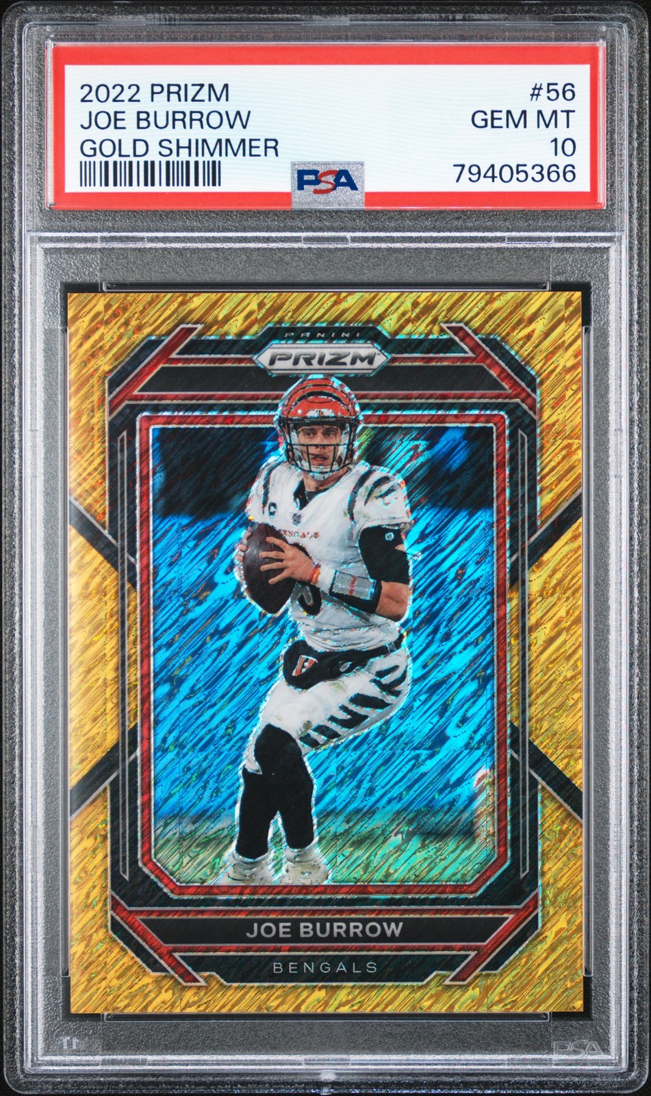 2022 PANINI PRIZM GOLD SHIMMER #56 JOE BURROW 1/10 PSA 10