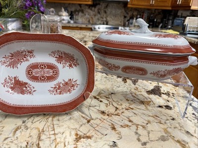 SPODE   FITZHUGH  FINE STONE VEGETABLE BOWL LIDED & SALAD SERVING BOWL ENGLAND