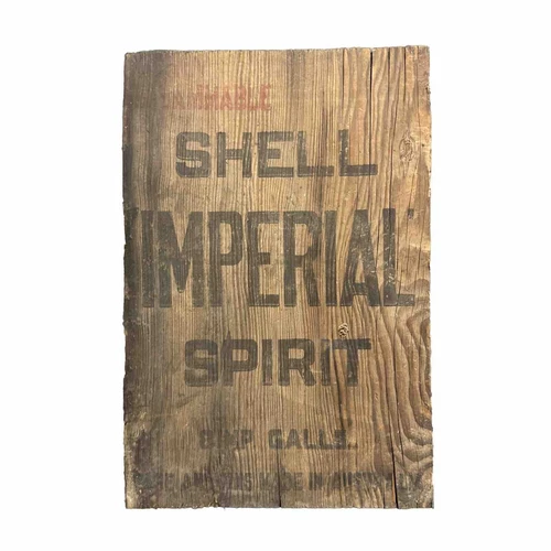 SHELL IMPERIAL  SPIRIT Vintage Wooden Box End Sign