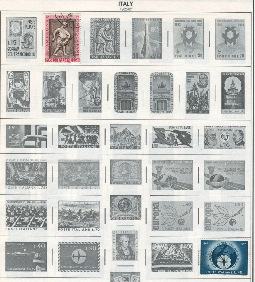 ITALY 1959-1964 Very Fine & Fine Used Stamps Hinged/ Glued on List - Image 2 of 2