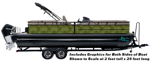 Green Lizard Skin Fish Reptile Wrap Decal Vinyl Fishing Bass Pontoon Boat - 第 1/1 張圖片