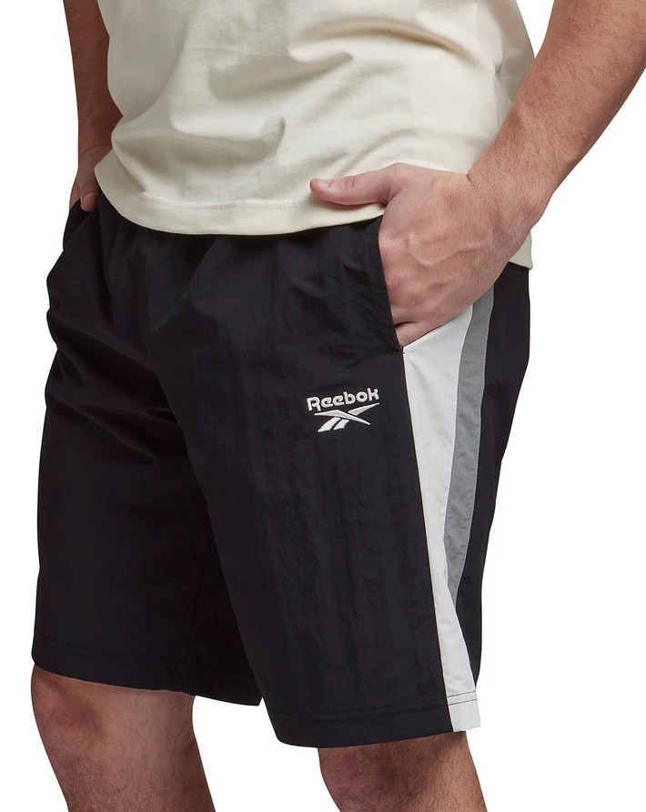 Reebok Mens Ivy League Regular-Fit Colorblocked Crinkled Shorts Black 2XL 4190₽