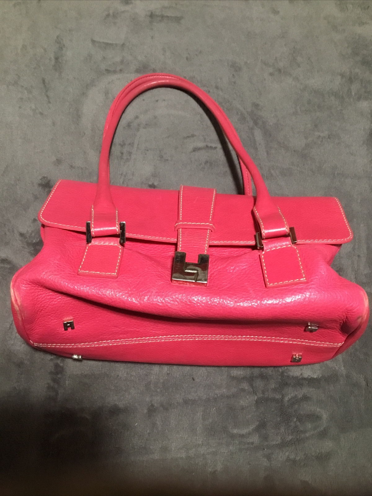 Lambertson Truex Vintage Hot Pink Leather Satchel - image 1