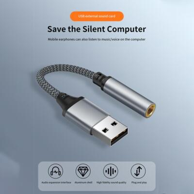 USB To 3.5mm Mic/Headphone Jack Stereo Headset Audio Adapter 7.1 Sound Card  DE 