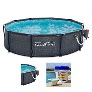 Summer Waves 10ft x 30in Outdoor Round Frame Above Ground Swimming Pool Set - Click1Get2 Promotions