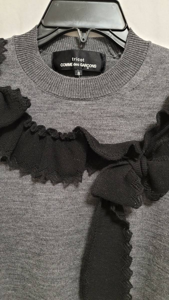 TRICOT COMME DES GARCONS Bow Taping Wool Sweater In Gray Size S