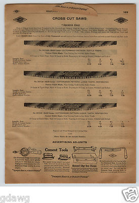1913 PAPER AD 10 PG Atkins Simonds Diamond Edge Cross Cut 1 One 2 Two Man Saw