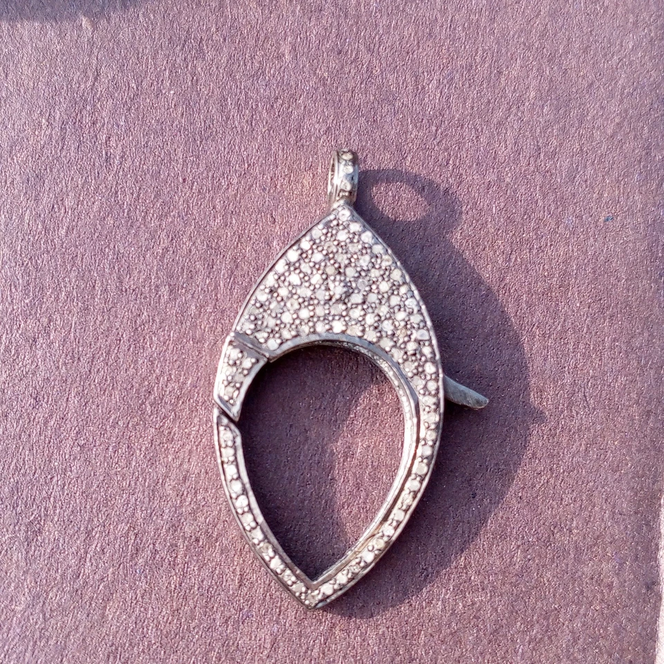 Langosta diamante doble cara pavé 26ct 1 pieza plata de ley 925 - 35x17 mm d30 Foto 3 de 4