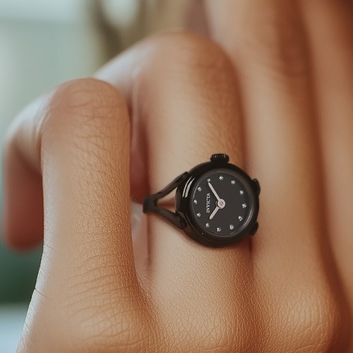 NEW Invicta Women's 17.5mm Angel Ring Quartz Black Tone FF Crystal 30m SS Watch - Bild 1 von 8