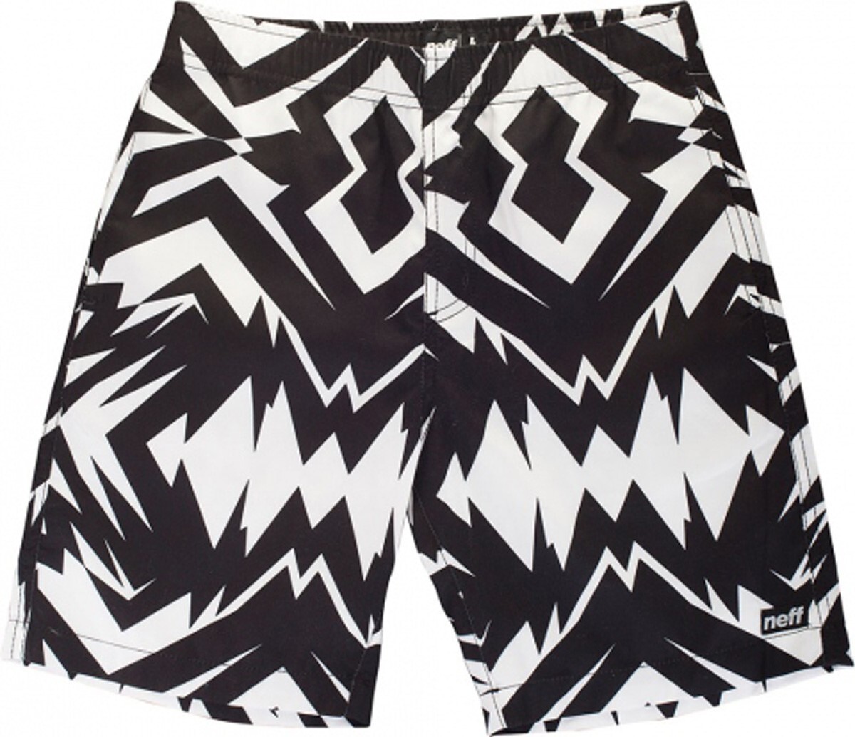 Новые теги Шорты Neff Boys Youth Phil для горячей ванны, большие размеры 14-16, Черный, белый