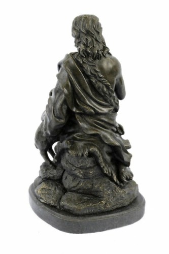 Estatua original firmada de bronce de Jesús con escultura de cordero trato cristiano católico - Imagen 5 de 9