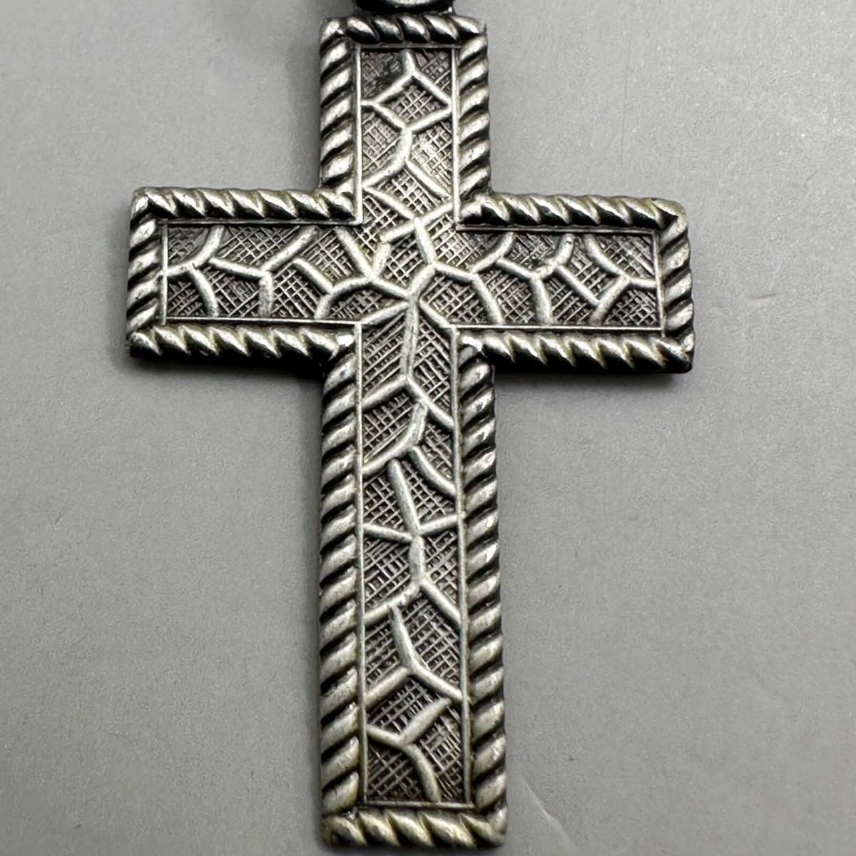 Thorns Cross Pendant Intricate Design Cable Edge Signed Thorns Cross Pendant Intricate Design Cable Edge Signed