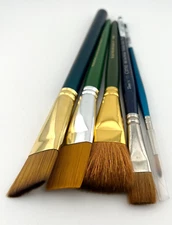 Assorted Paint Brush Lot - 5 Brushes, Various Sizes and Styles SIMMONS PLAID