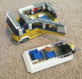 Lot of 2 Incomplete LEGO Sets 3367 City Space Shuttle Creator 31079 Surfer Van 