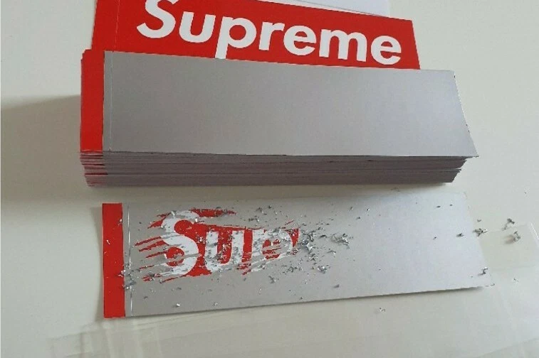 100 Adesivi Con Logo Scratch Off FW19 Supreme (1x Mattone) 100% Autentici