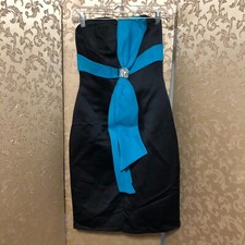 Jovani Black Blue Green Bow Rhinestone Strapless Dress Size 0
