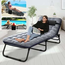 Adults 4-Position Folding Tri-Bed/Portable Camping Cot Guest Bedding W/Mattress