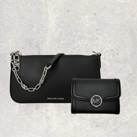 Michael Kors Tasche GeldböRse Portmonee Jet Set Empire Leida Schwarz Leder NEU