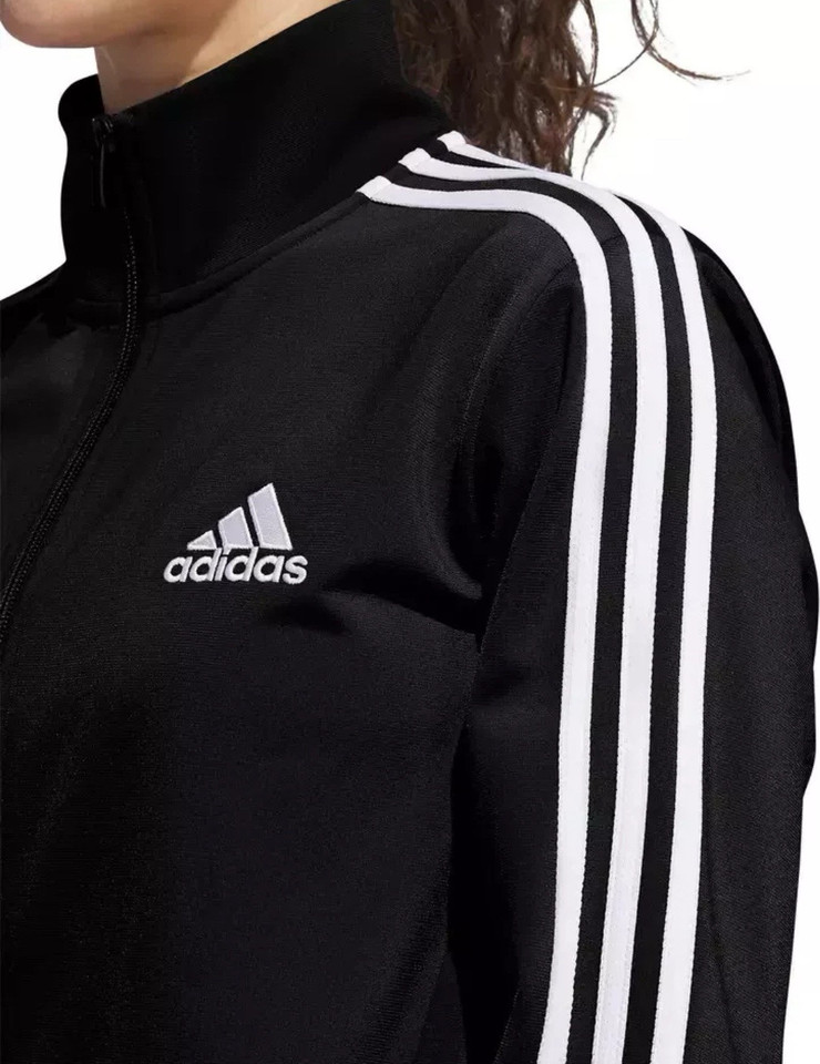 Adidas Tricot Women's 3 Stripe Full Zip Jacket Black White Small