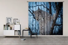 3D Tree Lynx ZHUA3711 Animal Photo Curtain Window Blockout Fabric Amy 2023