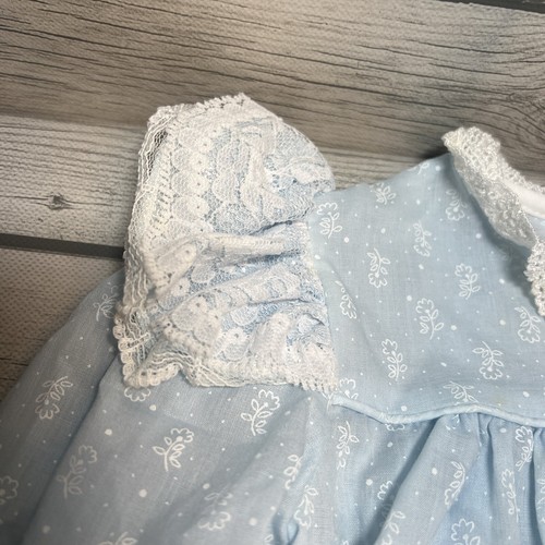 Bryan Baby Girls Dress light Blue Floral Size 6-9 mo. Lace Ruffle Frilly Vintage - Picture 5 of 16