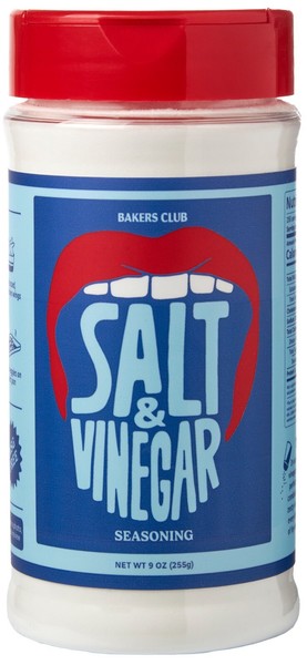 Condimento de sal y vinagre 9 oz Bakers Club - papas fritas, polvo de ala, palomitas de maíz