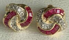 2 CT Baguette Lab-Created Red Ruby Elegant Stud Earrings 14k Yellow Gold Plated