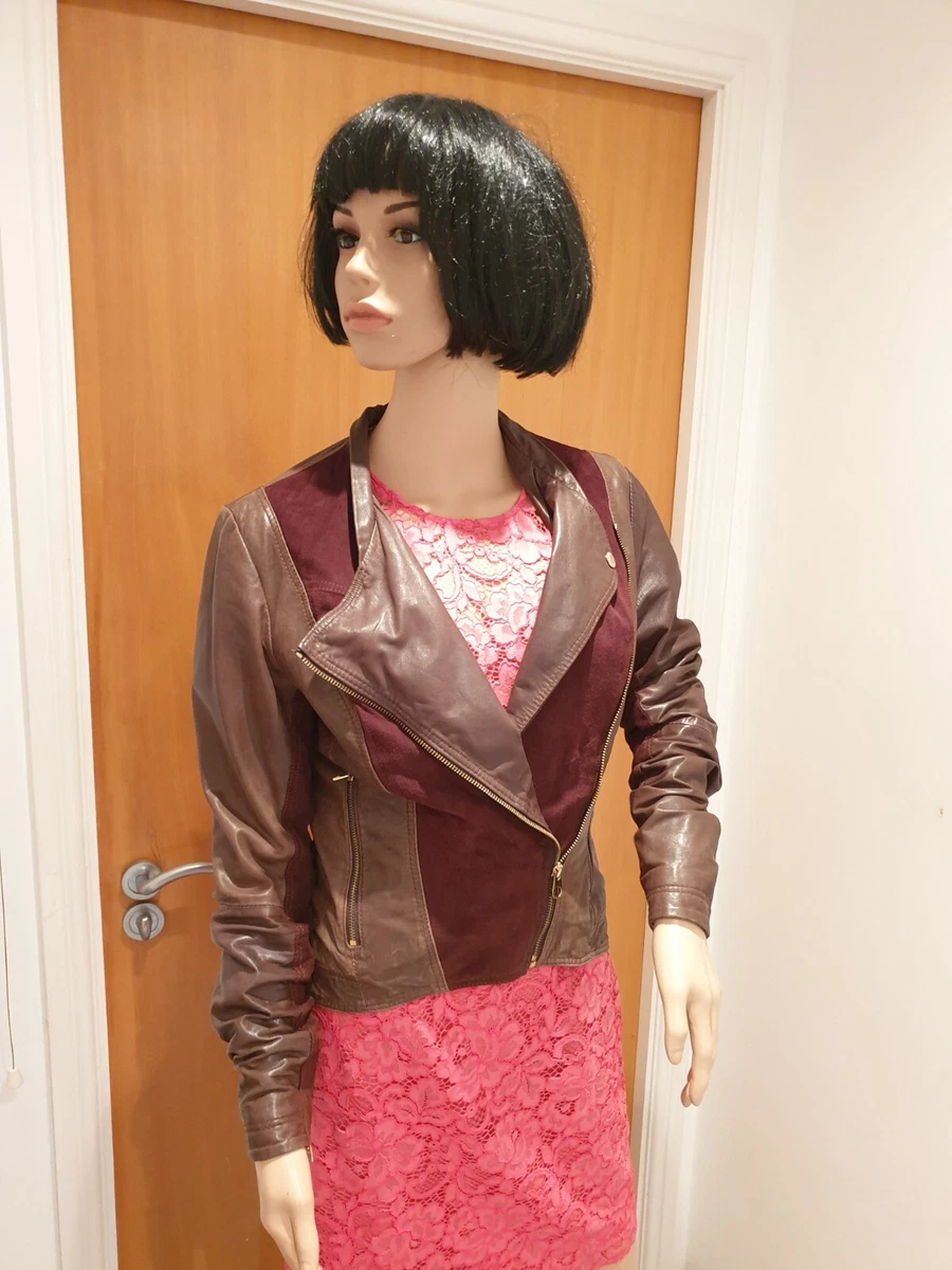 WOMENS OR GIRLS TED BAKER LEATHER JACKET SIZE 2 OR UK 10 BROWN COLOUR