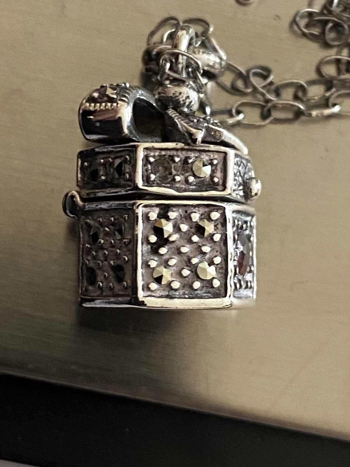 Antique Sterling Silver Hexagonal Ruby & Marquis … - image 4