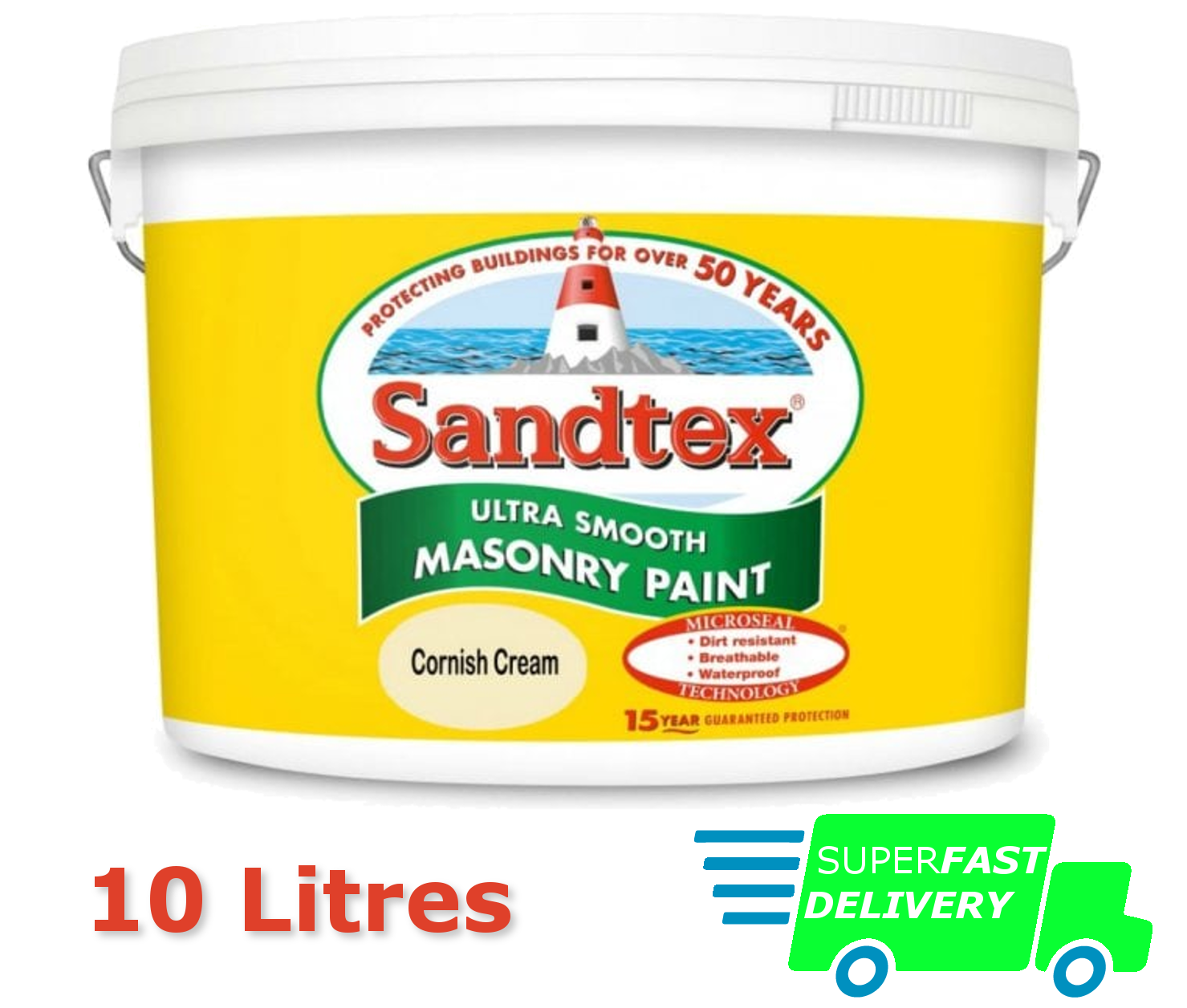 Sandtex CORNISH CREAM 10 LITRE Ultra Smooth Exterior Masonry Paint 10L