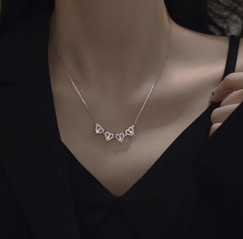 Four Leaf Clover Necklace Silver Open Convertible Small Heart Pendant Necklace - 第 4/5 張圖片