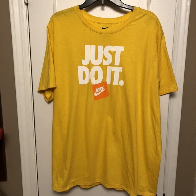Nike Just Do It Logo Regular ATHLETIC CUT T-Shirt - YELLOW Men's Size 2XL XXL | eBay