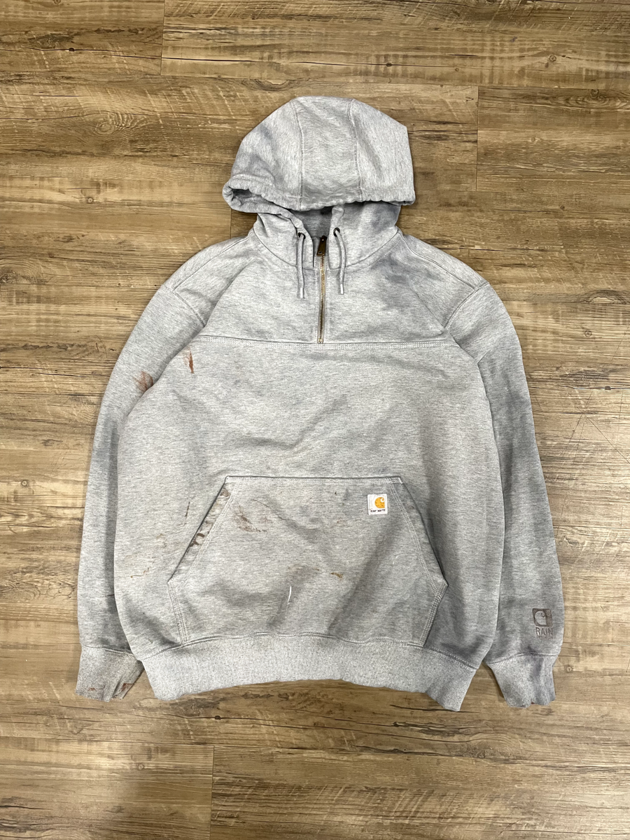 Vintage Carhartt RD Thrashed Faded Quarter Zip Hooded