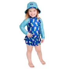 UV Skinz Girls 3-Piece Swimwear Set with Reversible Sun Hat, Size 4T