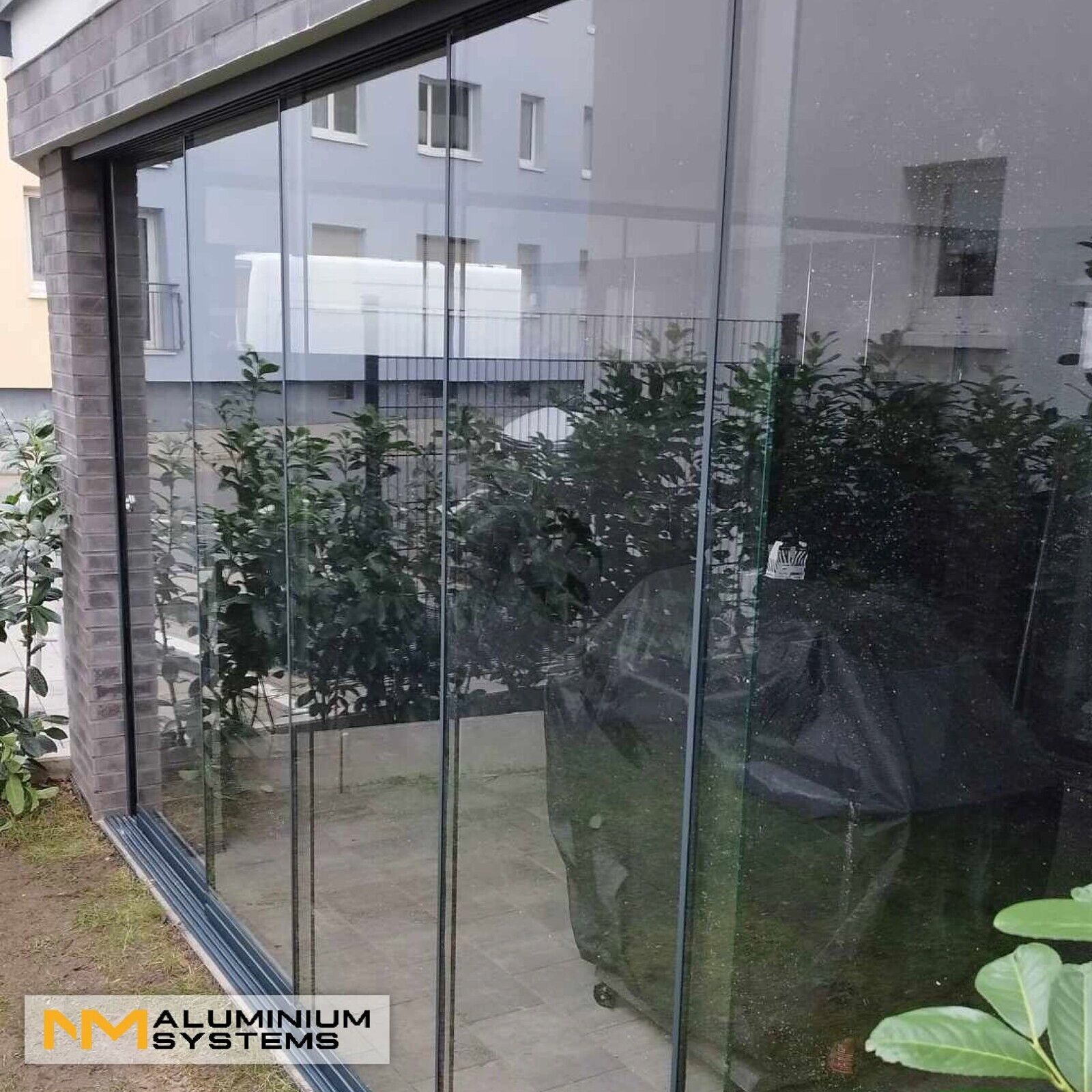 Glasschiebewand Glaswand Glasschiebetür Windschutz Terrassendach 2 m x 2,2 m