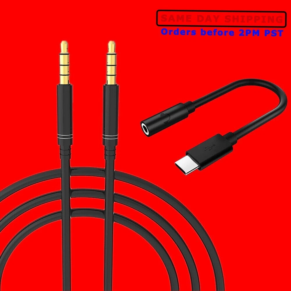 For Samsung Galaxy S20 Ultra 5G Type C to 3.5mm Jack Audio Adapter Aux Cable 3ft
