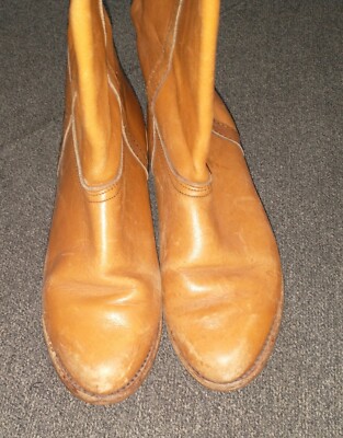 ANNE KLEIN Black Leather Zip Buckle Knee High Fashion Boots Size 8 M