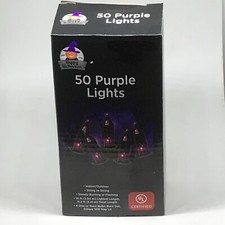 Happy Halloween 50 Purple Lights Indoor Oudoor 10' length Steady Or flashing