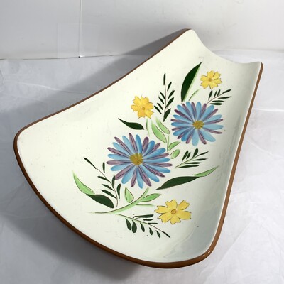 Vtg STANGL Country Garden PLATTER Serving Bread Candy Dish BLUE FLOWERS Curved