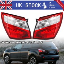 Pair For Nissan Qashqai 10-14 Passenger Driver Outer Tail Rear Light Brake Lamp