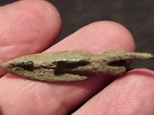 Greek bronze arrowhead circa 6th century AD. as found uncleaned condition LA49g