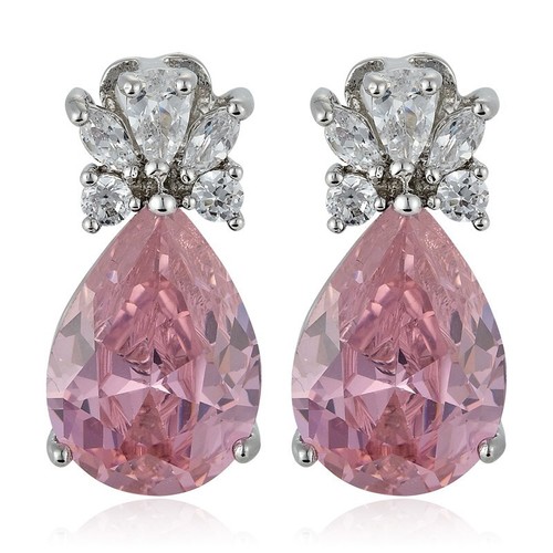 White Gold Pear Drop STUD Earrings with Flawless Created Gems CRUISE BOXED 18kGF - Picture 11 of 11