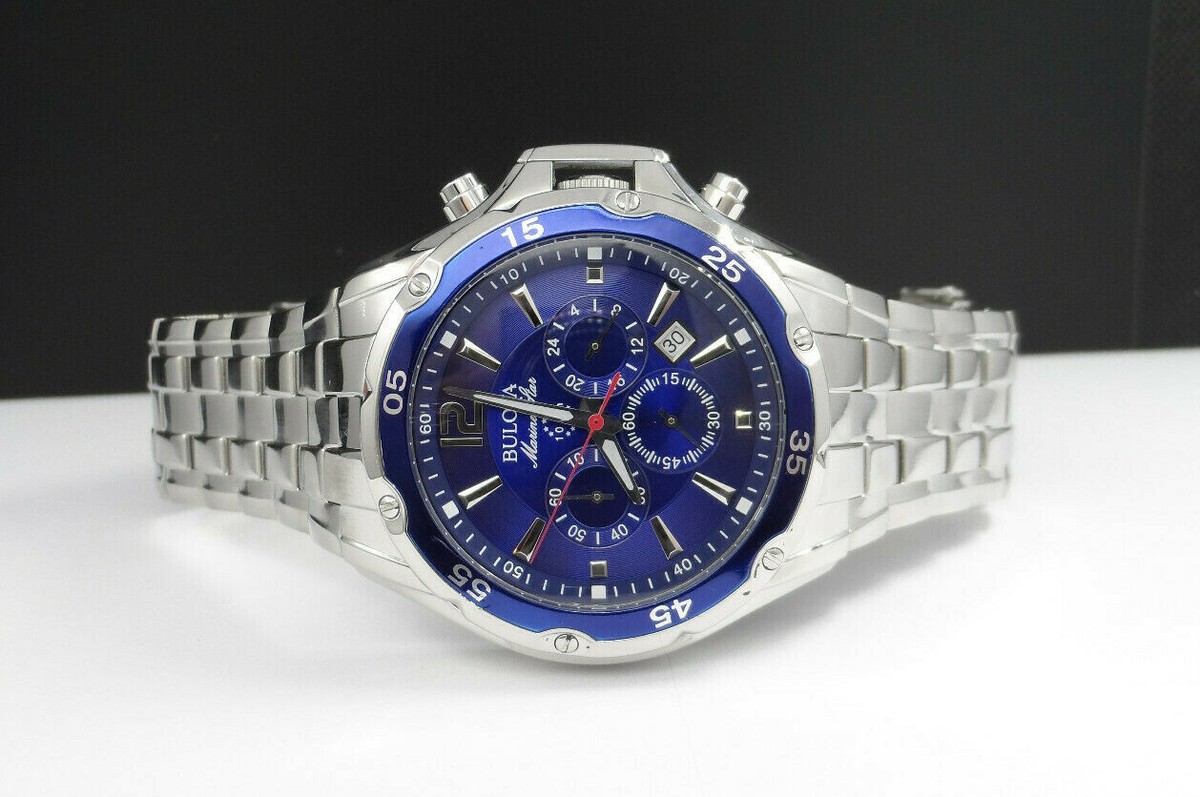 Bulova 98B282 Marine Star Blue Dial Chronograph Date Silver Bulova 98B282 Marine Star Blue Dial Chronograph Date Silver