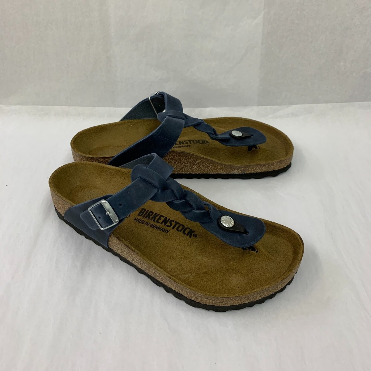 Birkenstock New w/ Box Gizeh Braided Navy Oiled Leather Regular