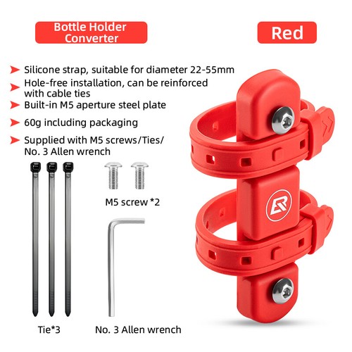 ROCKBROS Bike Bottle Cage Mount Adaptor Silicone Holder Strap Kettle Holder Rack - Picture 13 of 15